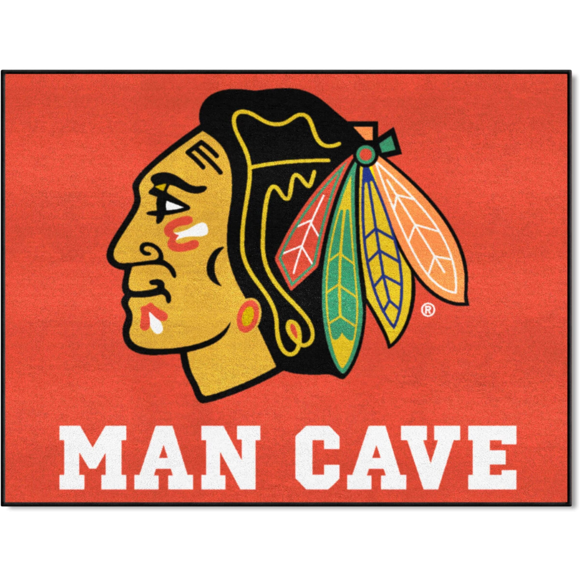 FANMATS 14409 NHL Chicago Blackhawks Nylon Universal Man Cave All-Star Mat , 34&quotx45"