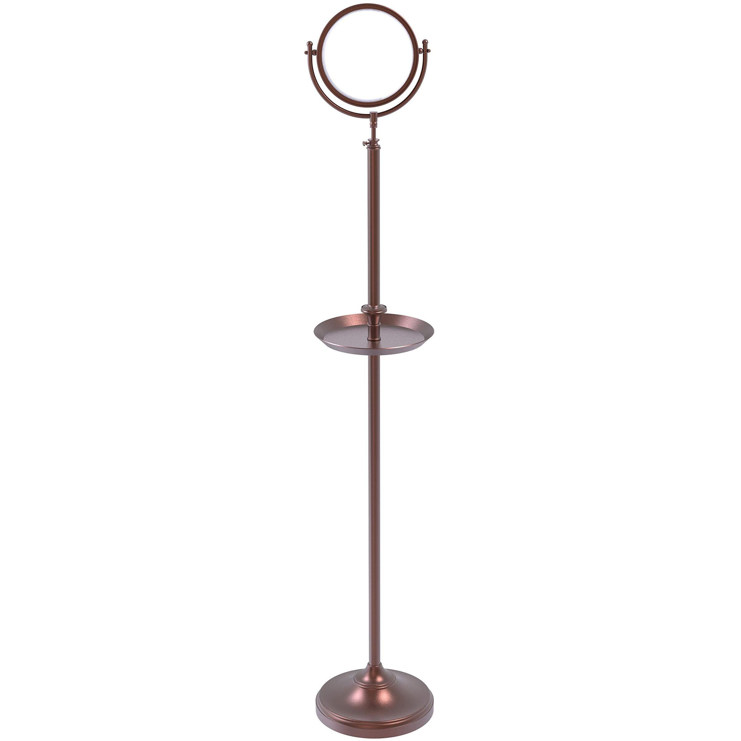 Allied Brass DMF-3/2X Floor Standing 8 Inch Diameter with 2X Magnification and Shaving Tray Make-Up Mirror, Antique Copper