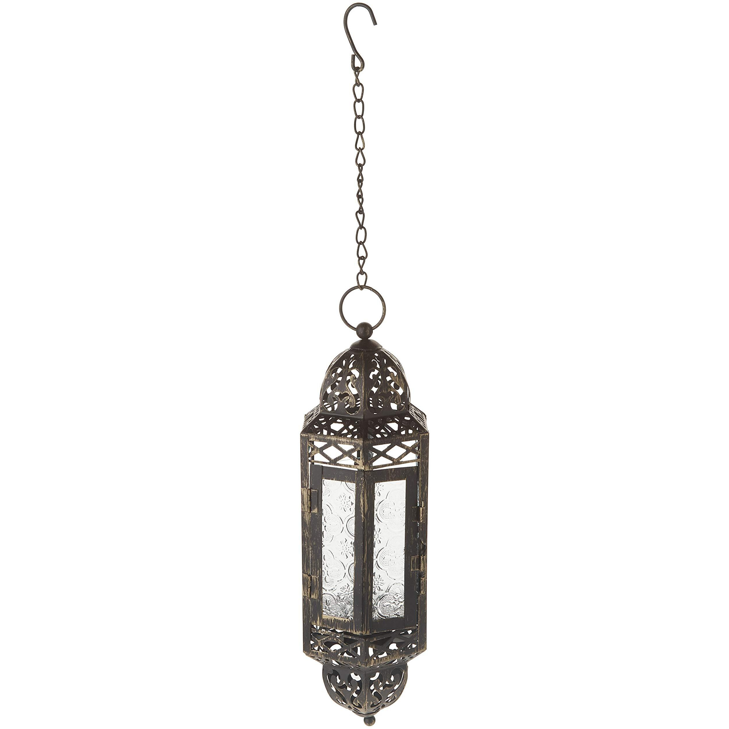 Accent Plus Christmas Decorations Indoor Lantern Decorative Outdoor Christmas Decorations Candle Lantern Victorian Candle Holders Metal Hanging Lantern, 4 X 4.5 X 13 Inches, 9.25-inch Chain