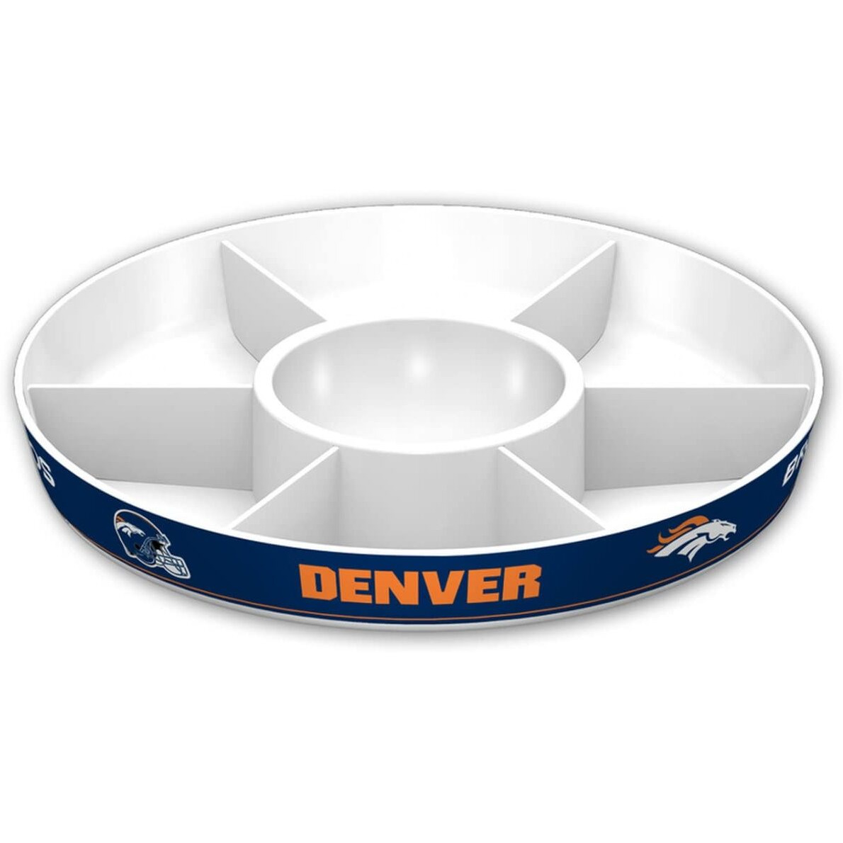 Fremont Die NFL Denver Broncos Party Platter, 14.5" Diameter, 14.5" Diameter, White/Team Colors