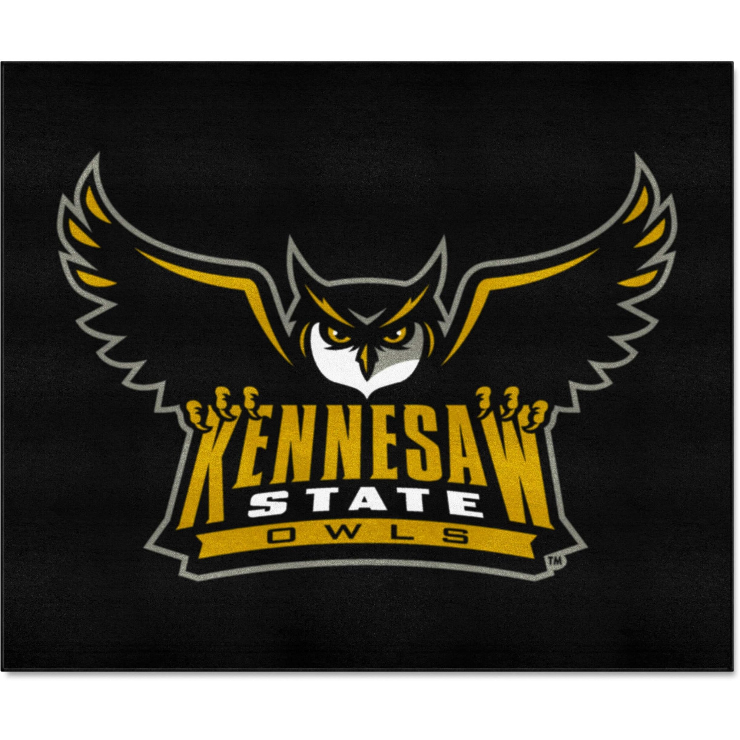 FANMATS 4144 Kennesaw State Owls Tailgater Rug - 5ft. x 6ft. Sports Fan Area Rug, Home Decor Rug and Tailgating Mat - &quotOwl" Logo & Wordmark