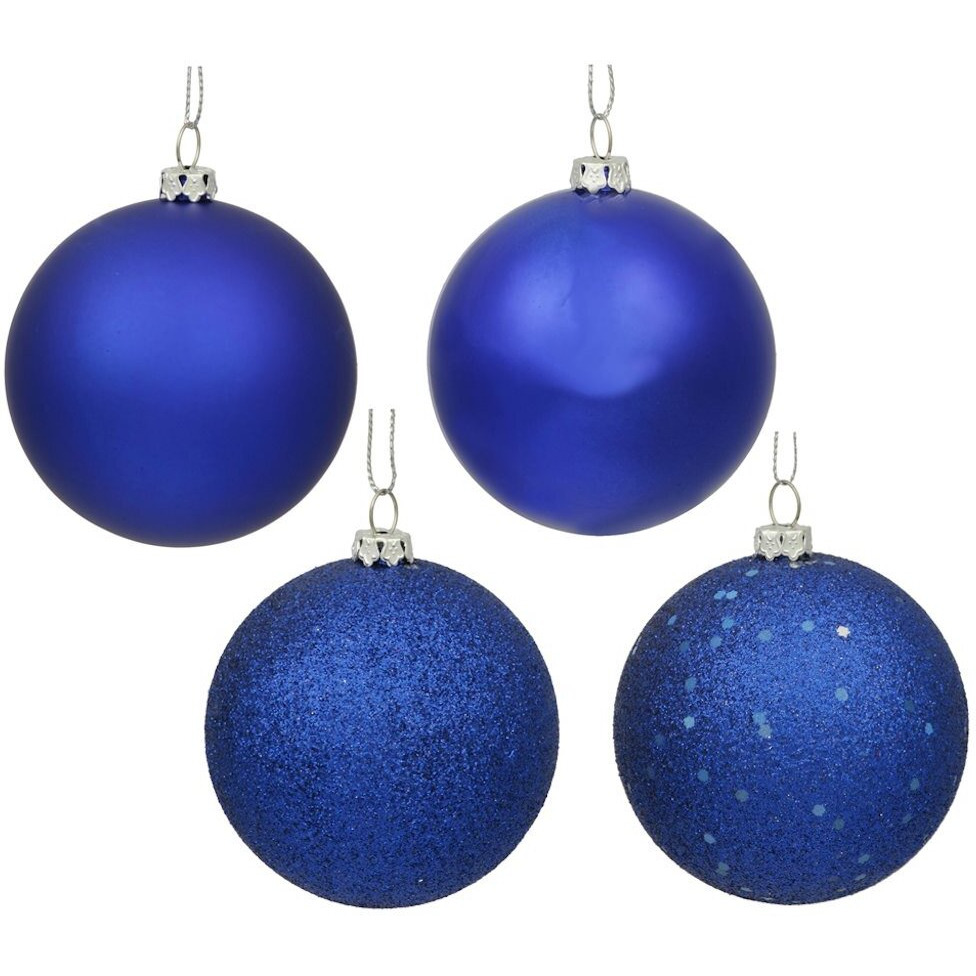 Vickerman 19614-2.75 Cobalt Matte Shiny Sequin Glitter Ball Christmas Tree Ornament (20 pack) (N590722)