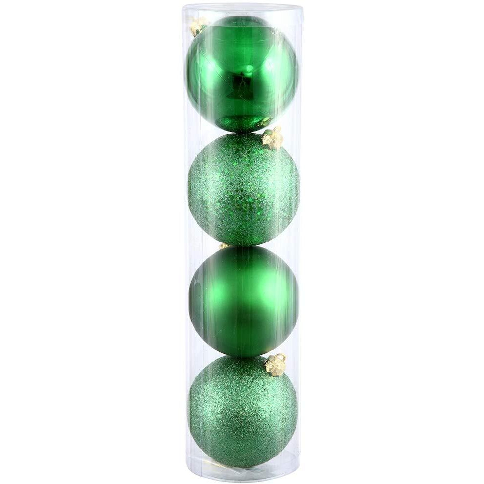 Vickerman 35269-10 Green Shiny Matte Glitter Sequin Ball Christmas Tree Ornament (4 pack) (N592504DA)