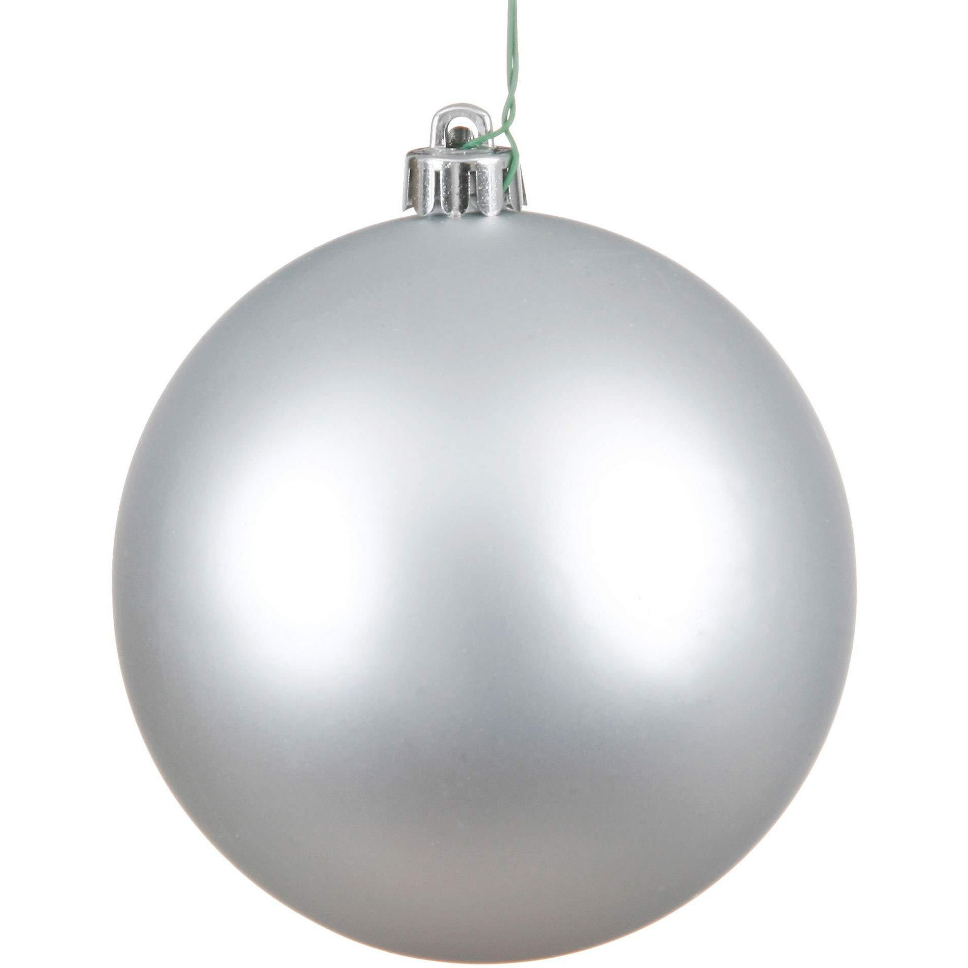 Vickerman 6" Silver Matte Ball Ornaments - 6-Inch Silver 4-Pack - Shatterproof and UV Resistant - Silver Christmas Decor - Silver Holiday Decorations - Tree Ornaments