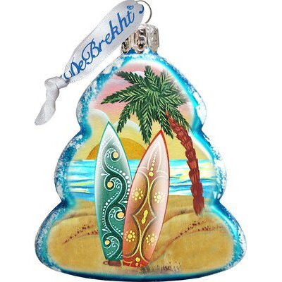 Tree Block Coastal Glass Ornament, Coastal Decor - 776274 Coastal Art by G.DeBrekht