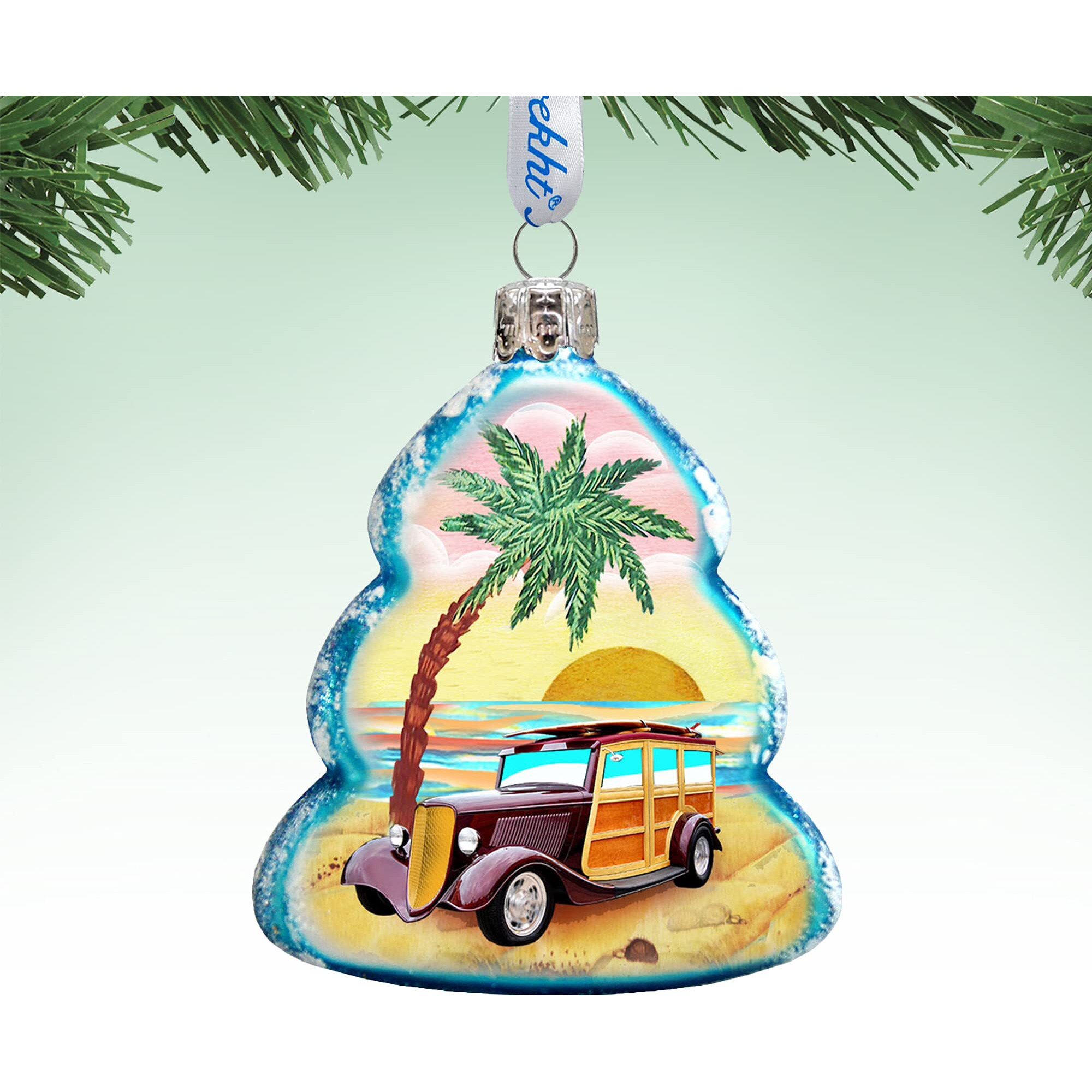 Car Woody Glass Ornament, Coastal Decor - 776278 Coastal Art by G.DeBrekht