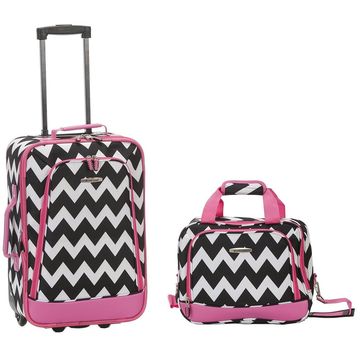 Rockland 2 PC LUGGAGE SET, Medium, Small, Polycarbonate (PC), 4 Wheels, In-Line Skate, Water Resistant, Solid, 8 pounds