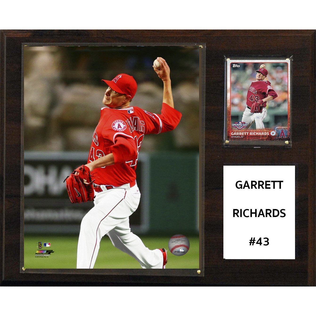 C&I Collectables MLB Los Angeles Angels Garrett Richards Player Plaque, 12&quotx15"