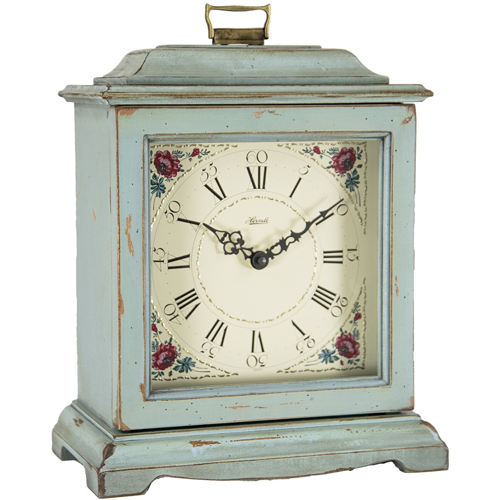 Hermle 22518LB0340 Austen Bracket-Style Mechanical Mantel Clock - Light Blue