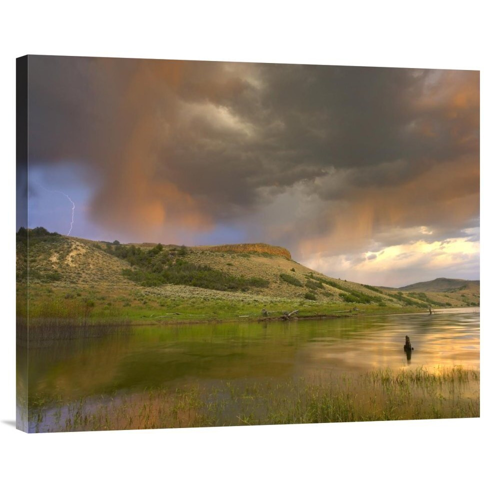 Global Gallery Budget GCS-397068-2228-142 Tim Fitzharris Thunderstorm with Lightning Strike Over Curecanti National Recreational Area Colorado Gallery Wrap Giclee on Canvas Print Wall Art