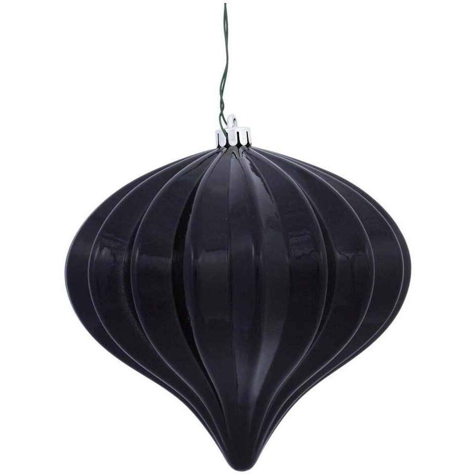 Vickerman 386729 - 5.7" Black Shiny Onion Christmas Tree Ornament (3 pack) (N151217DSV)