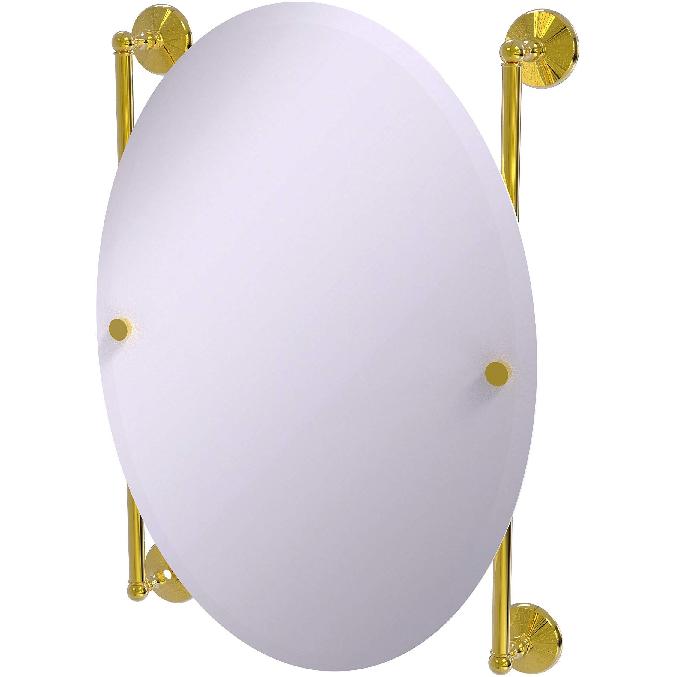 Allied Brass Monte Carlo Collection Oval Frameless Rail Mounted Wall Mirror, Polished Brass