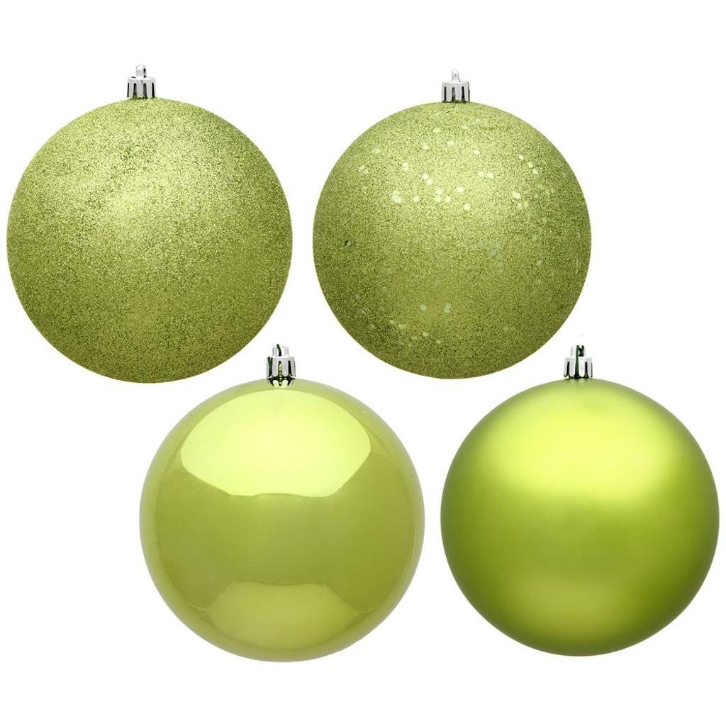 Vickerman 488683 - 12" Lime 4 Assorted Finish Ball Christmas Tree Ornament (Set of 4) (N593073DA)