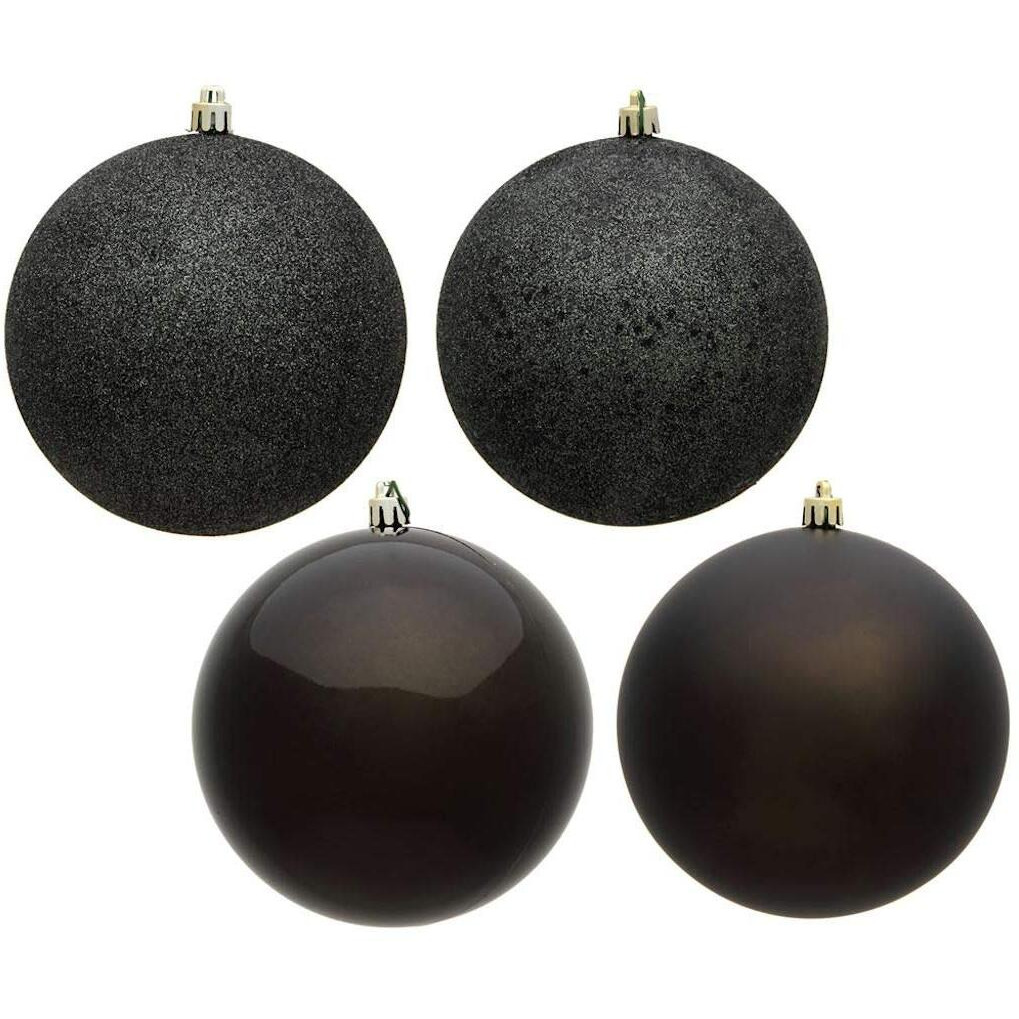 Vickerman 483732 - 4" Gunmetal Ball 4 Assorted Finishes Christmas Tree Ornament (Set of 12) (N591084A)