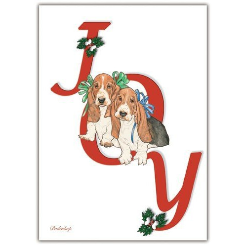 Pipsqueak Productions C408 Basset Joy Christmas Boxed Cards - Pack of 10