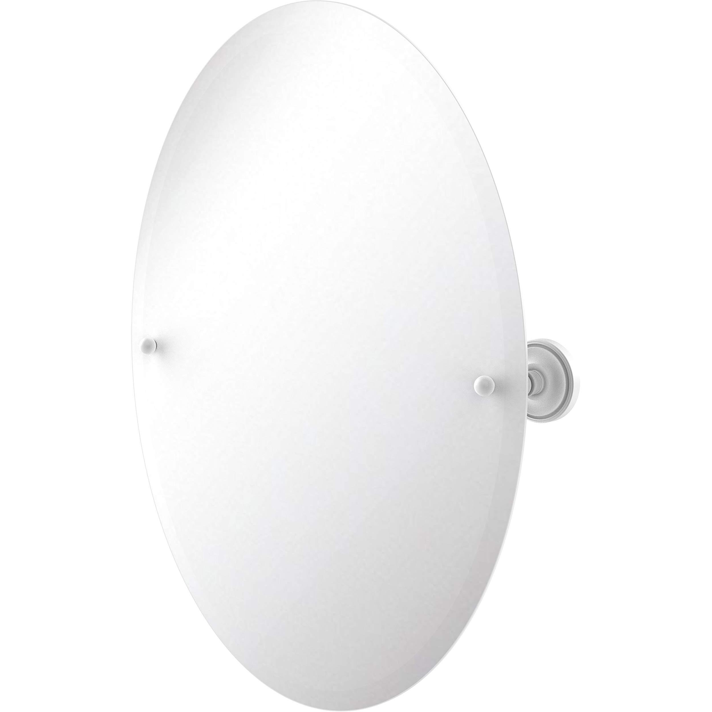 Allied Brass Frameless Oval Tilt Beveled Edge Wall Mirror, Matte White