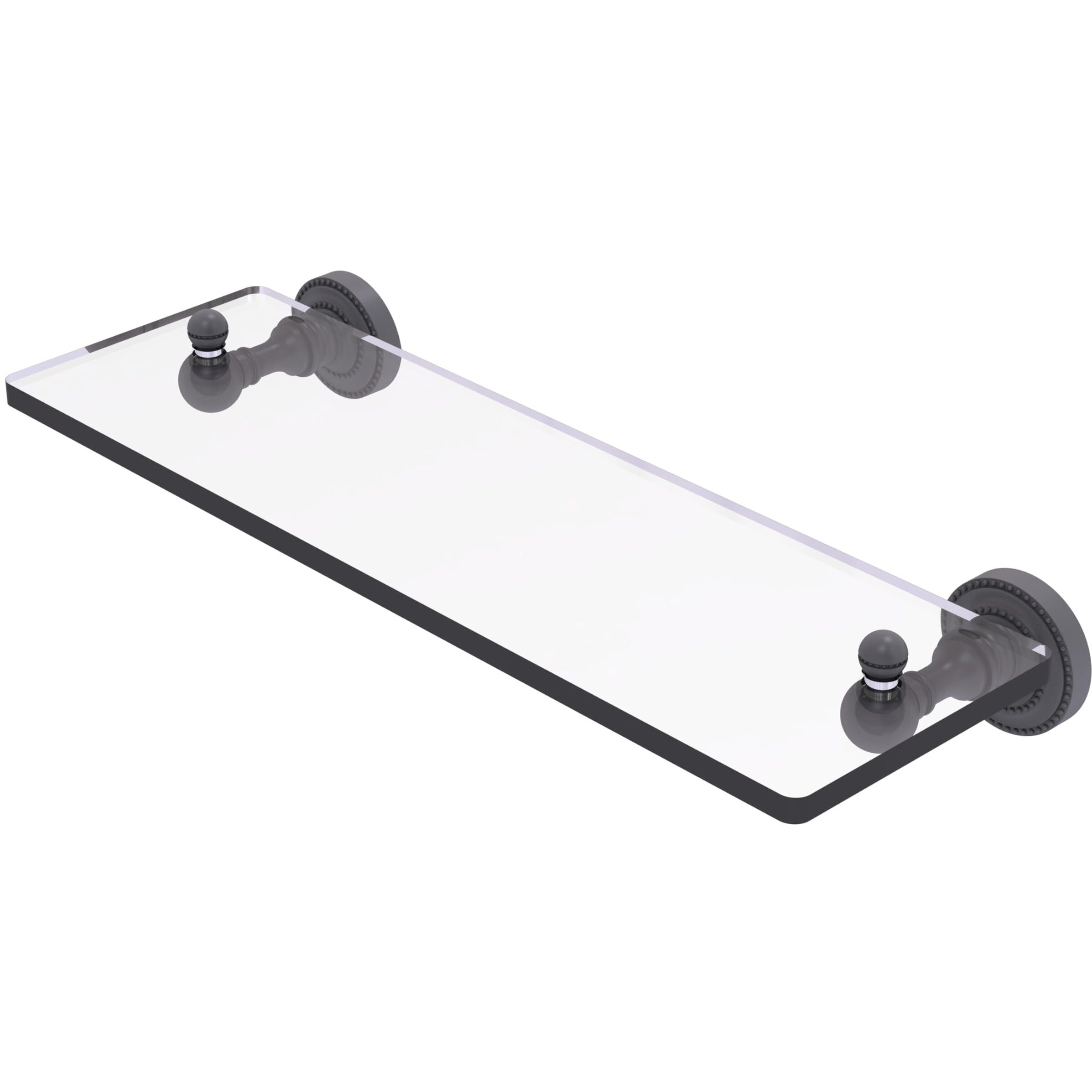 Allied Brass DT-1/16-GYM Dottingham Collection 16 Inch Single Glass Shelf, Matte Gray