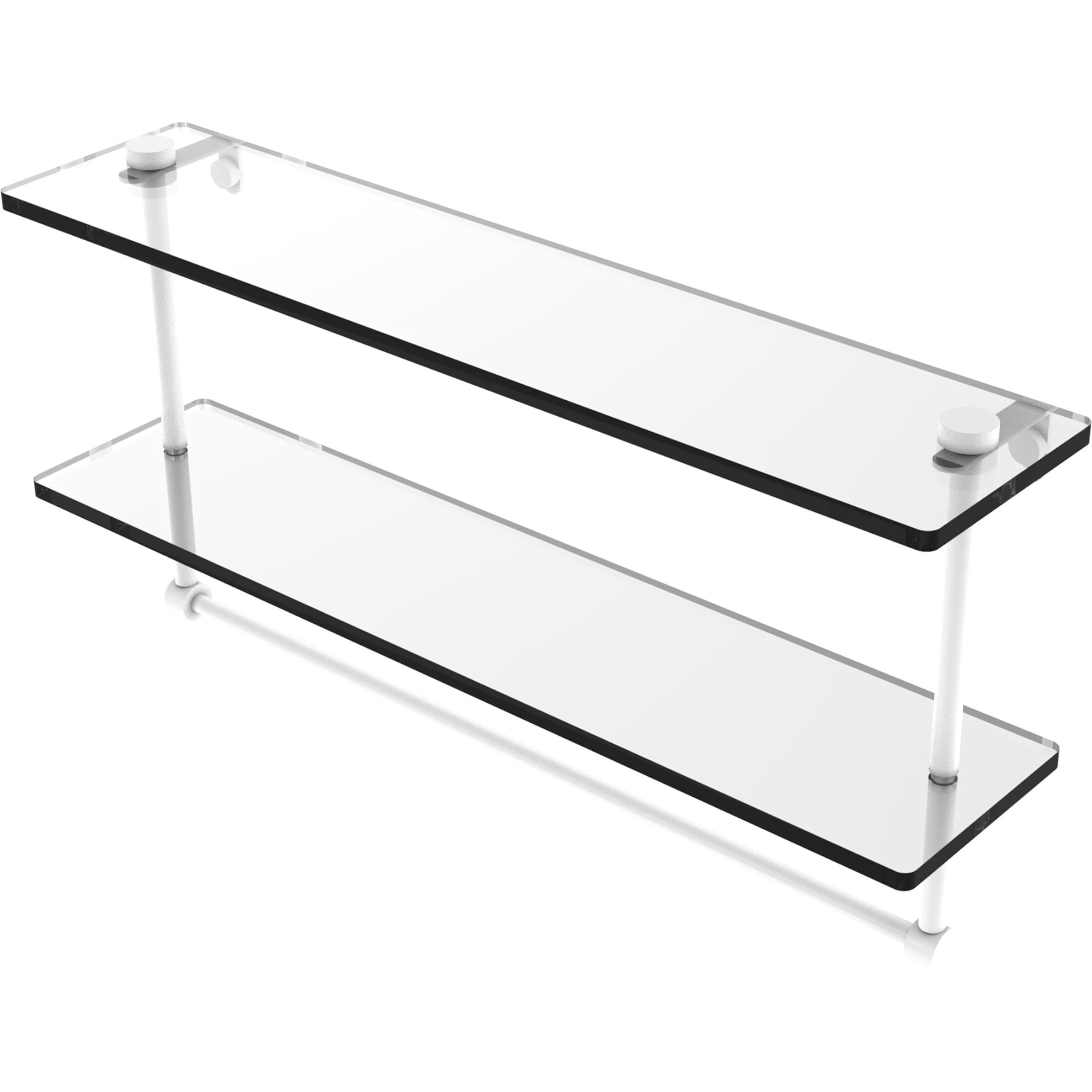 Allied Brass NS-2/22TB-WHM 22 Inch Two Tiered Glass Integrated Towel Bar Shelf, Matte White