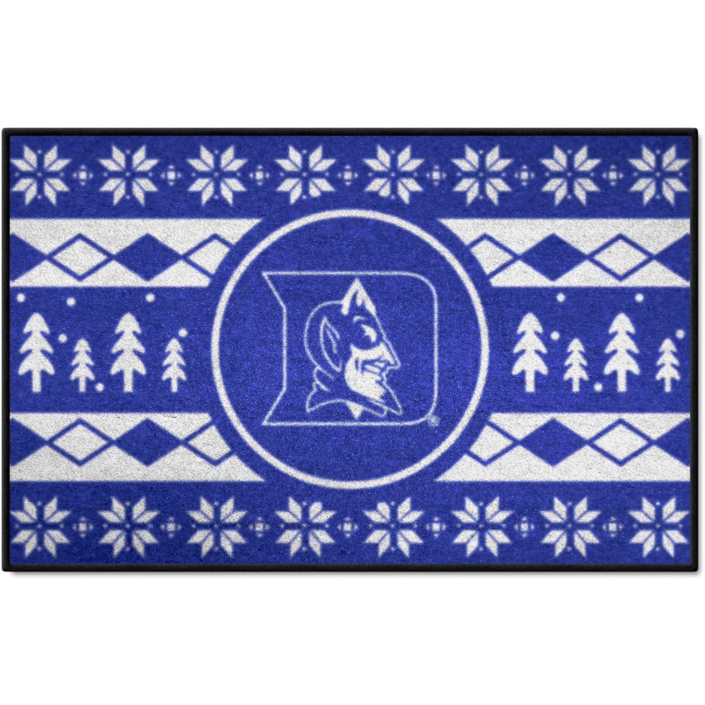 FANMATS 25806 NCAA - Duke Blue Devils Holiday Sweater Starter Mat Accent Rug - 19in. x 30in. | Sports Fan Home Decor Rug and Tailgating Mat