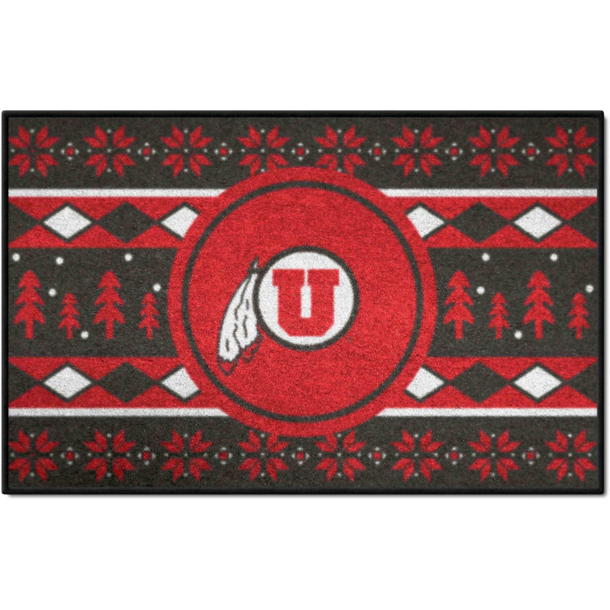 FANMATS 25854 NCAA - Utah Utes Holiday Sweater Starter Mat Accent Rug - 19in. x 30in. | Sports Fan Home Decor Rug and Tailgating Mat