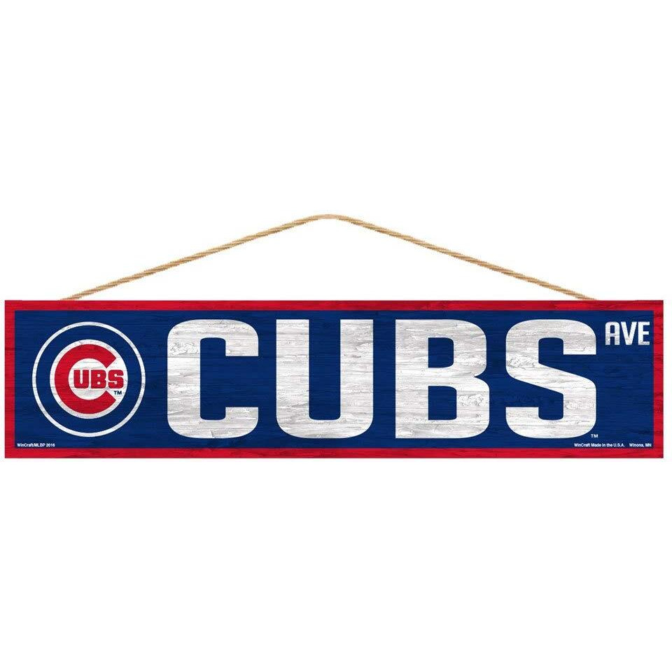 WinCraft MLB Chicago Cubs SignWood Avenue Design, Team Color, 4x17