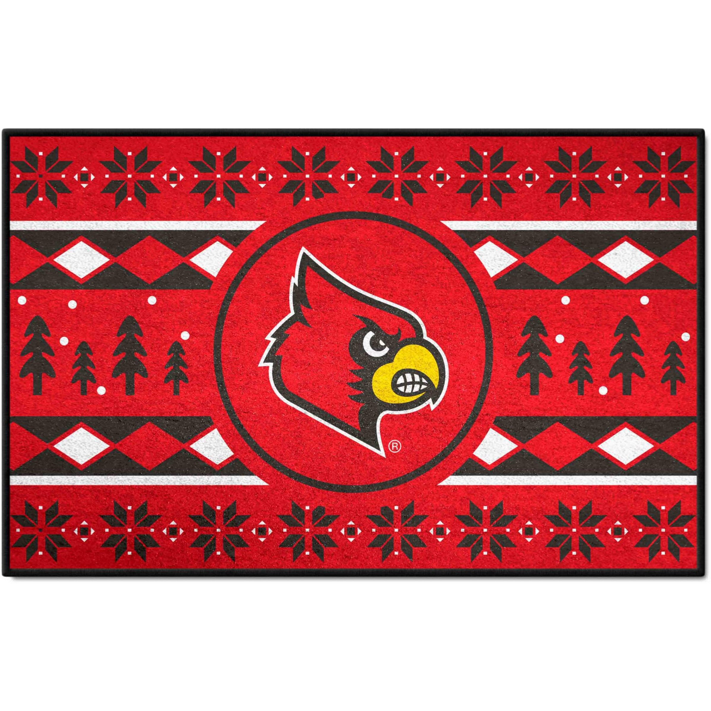 FANMATS 25838 NCAA - Louisville Cardinals Holiday Sweater Starter Mat Accent Rug - 19in. x 30in. | Sports Fan Home Decor Rug and Tailgating Mat