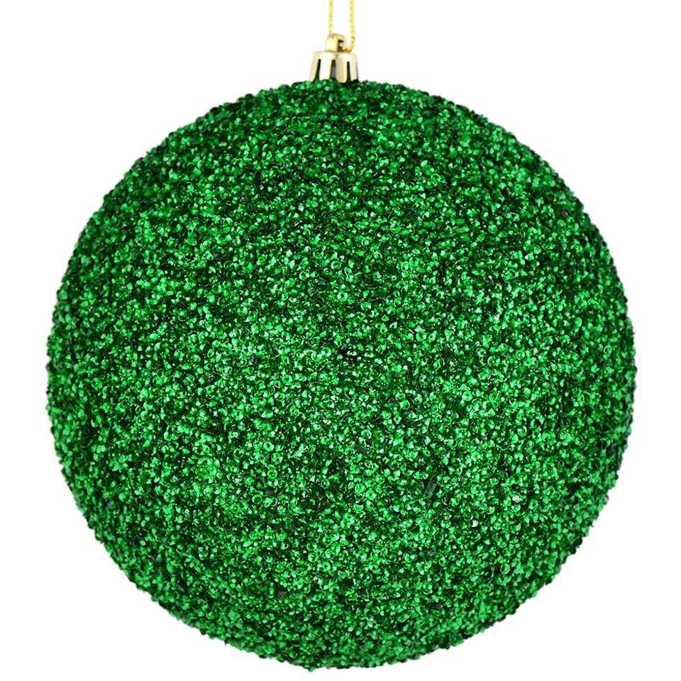 Vickerman 532201-6" Green Beaded Ball Christmas Tree Ornament (4 pack) (N185804D)