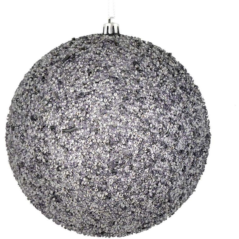 Vickerman 532218-6" Silver Beaded Ball Christmas Tree Ornament (4 pack) (N185807D)