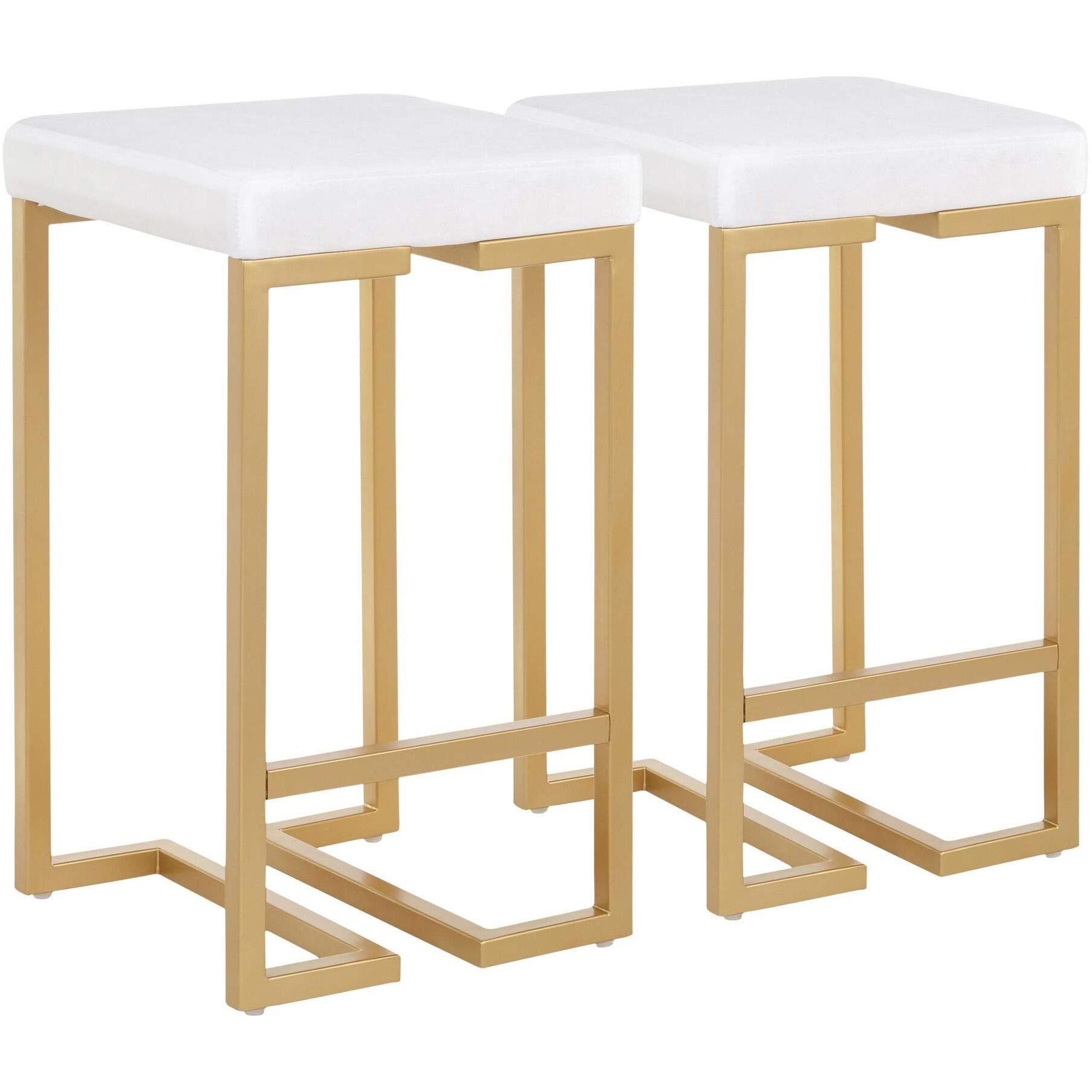 LumiSource Midas Counter Stools for Kitchen Counter in Gold Metal and Velvet, Counter Height Chairs, Bar Stools Set of 2, Counter Height Chairs, Bar Stools for Kitchen Island