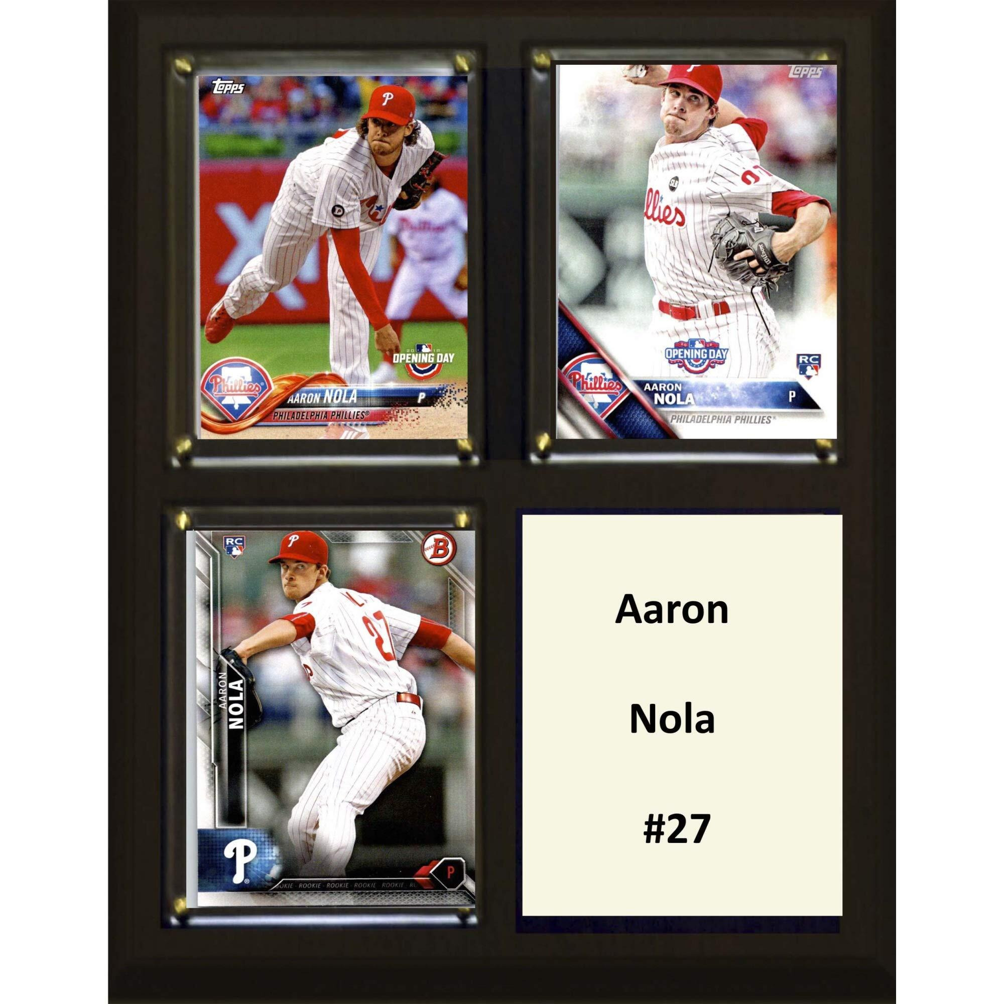 C&I Collectables MLB Philadelphia Phillies Mens 810NOLAMLB 6&quotx8" Aaron Nola Philadelphia Phillies Two Card Plaque, Brown, N/A