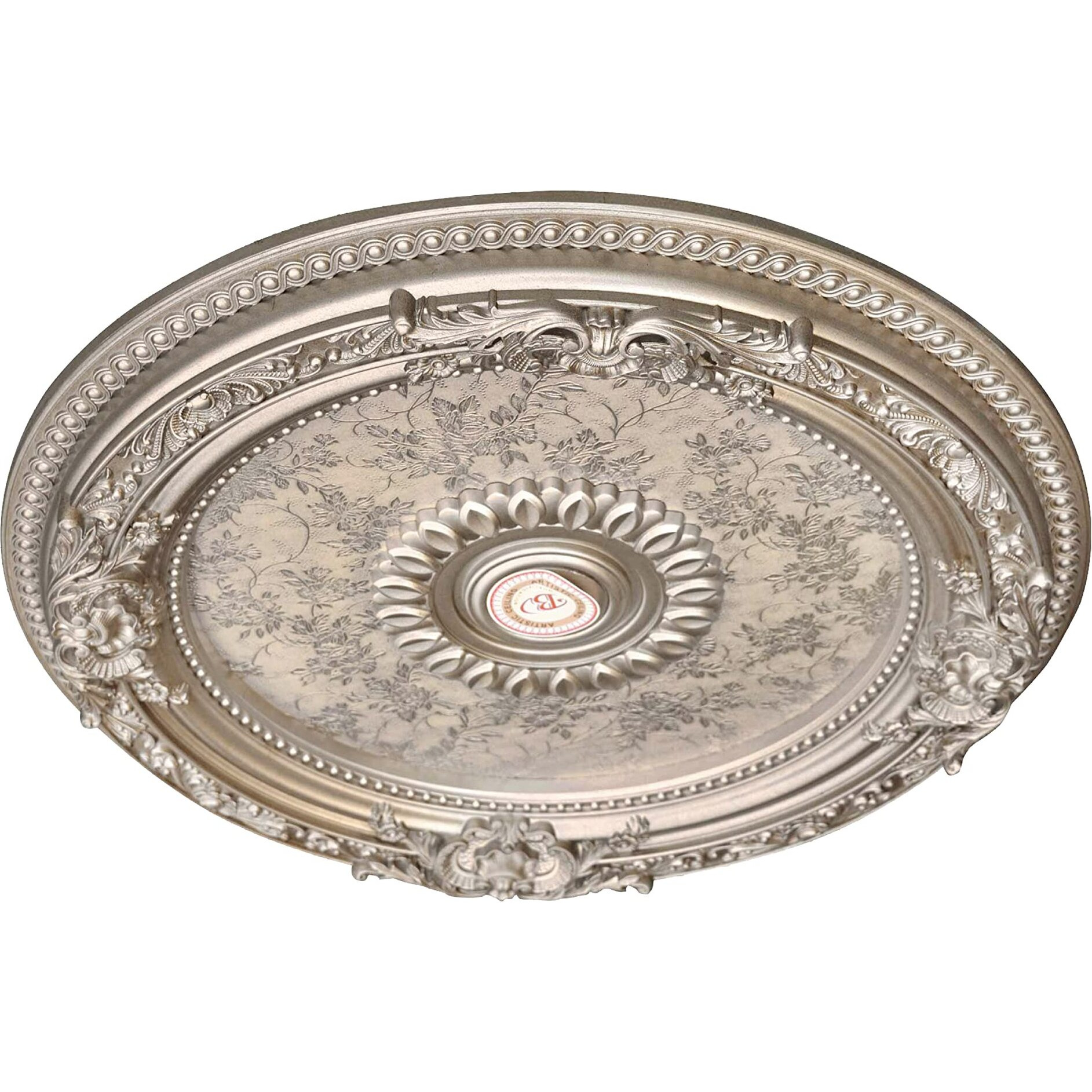 AFD Home Petite Round Chandelier Ceiling Medallion or Fan Medallion, 24 Inches, Champagne