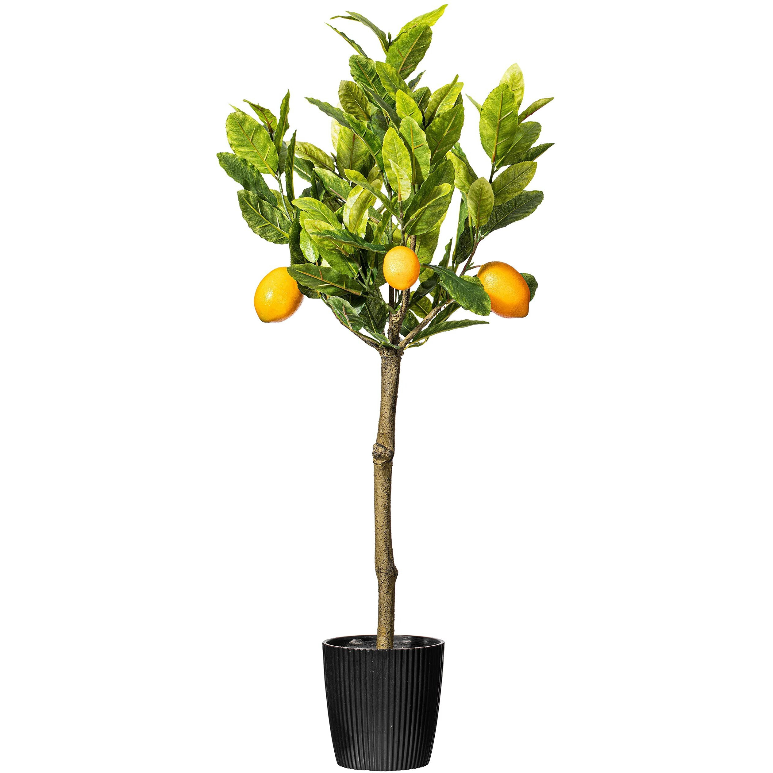 Vickerman Everyday 3' Tall Artificial Potted Lemon Tree with 4 Lemons - Premium Lifelike Faux Plant for Home or Office Decor - Maintenance Free Lemon Tree