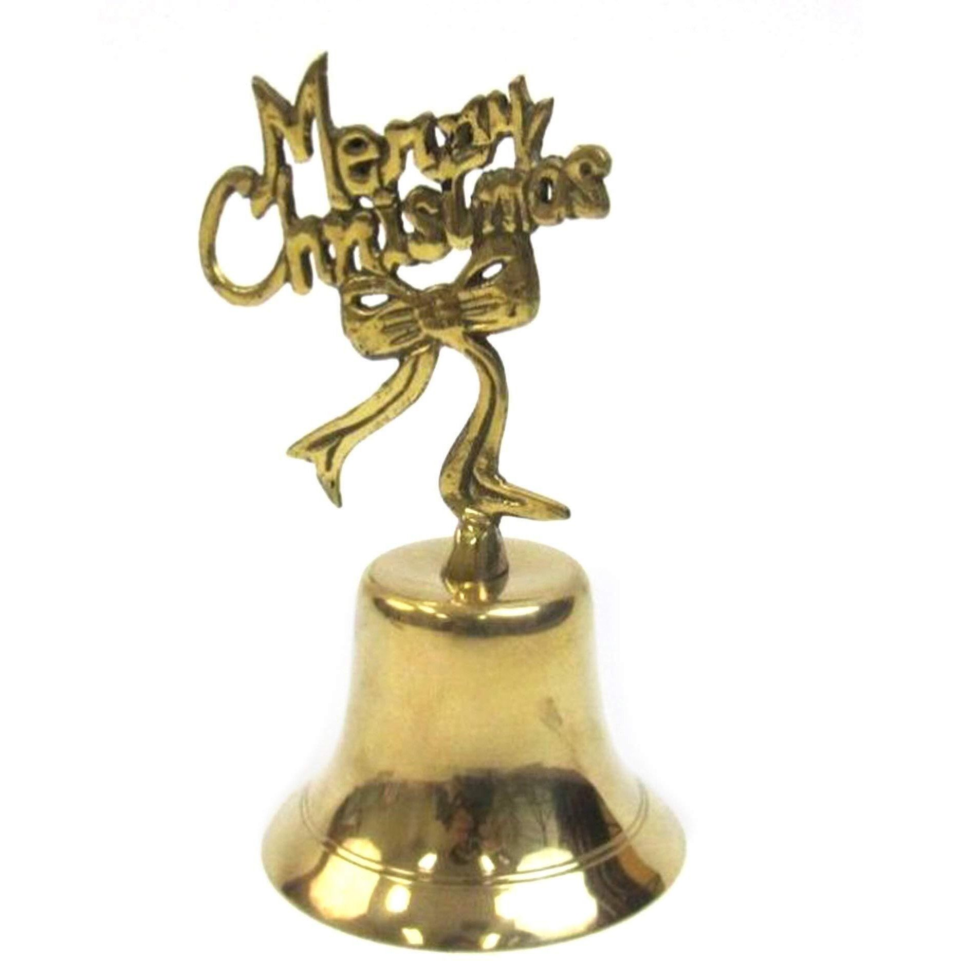 Merry Christmas Hand Bell in Gold