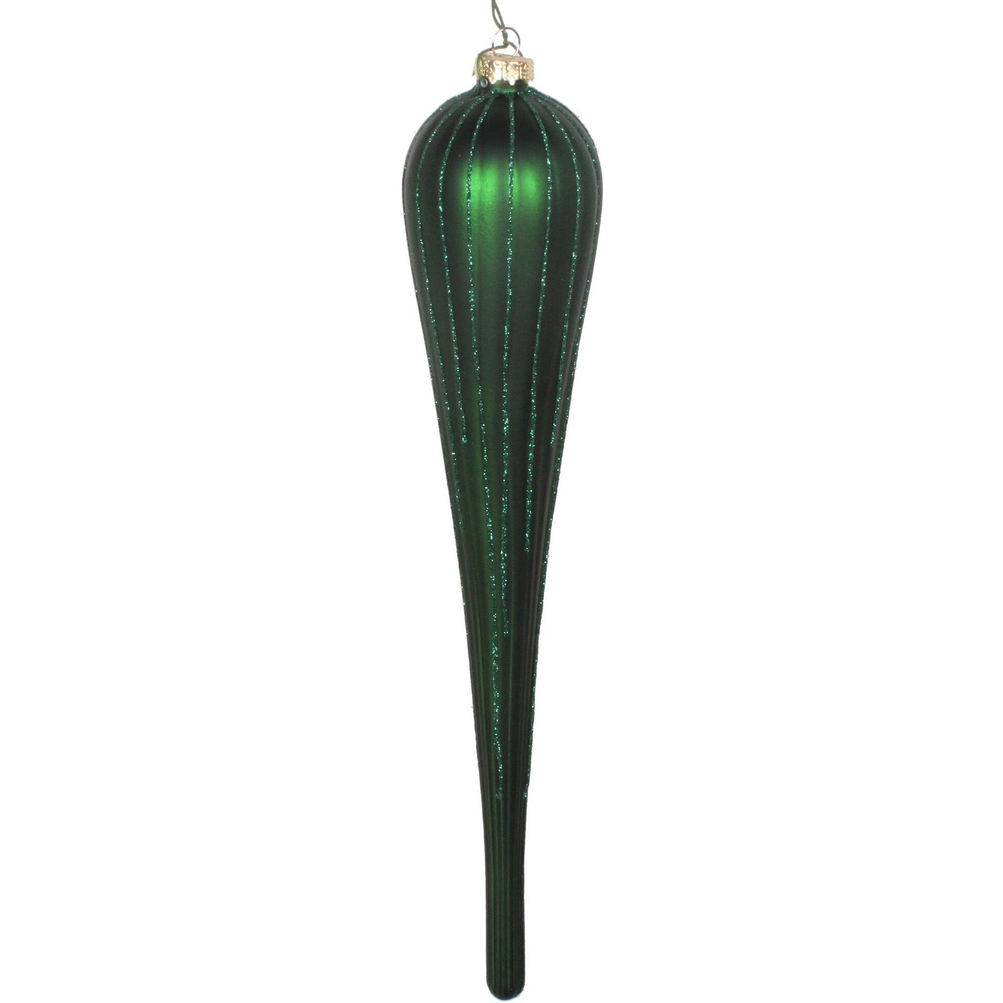 Vickerman 11" Emerald Matte Glitter Drop Christmas Ornament, Set of 3