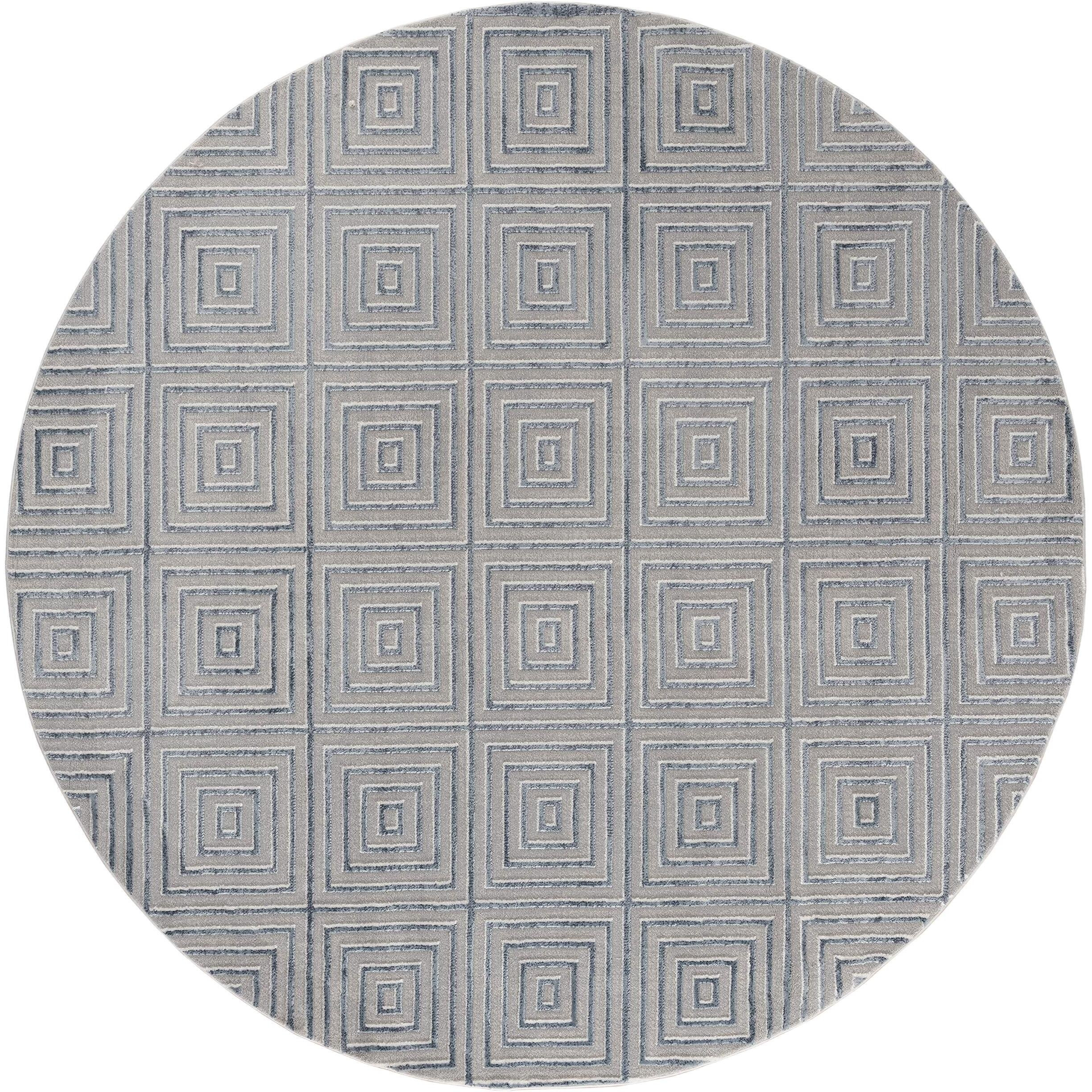 United Weavers Cascades Tehama Blue Geometric Round Rug 7'10" RD