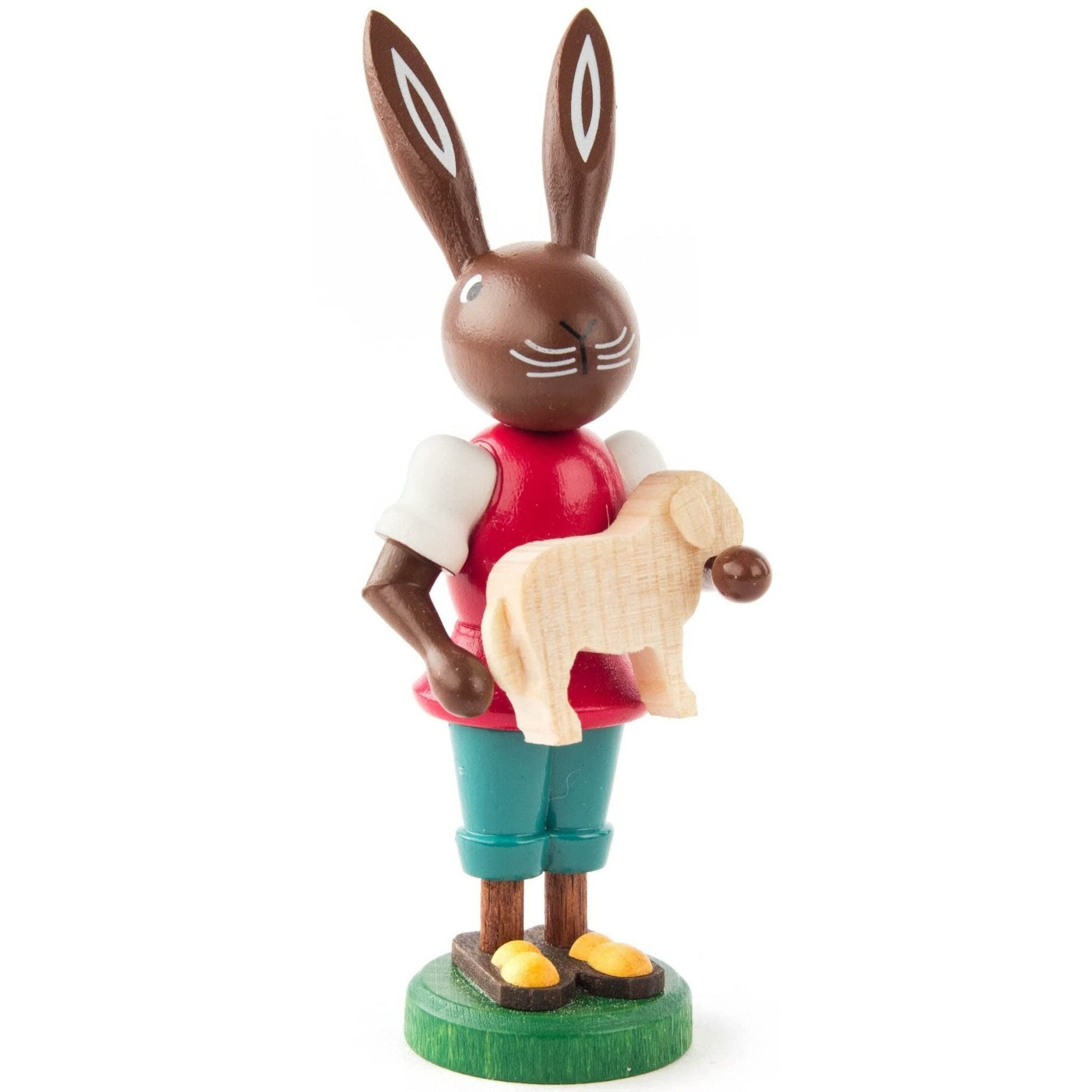 Alexander Taron 224-731 DREGENO Easter Figures-Rabbit Holding A Small Lamb, Brown