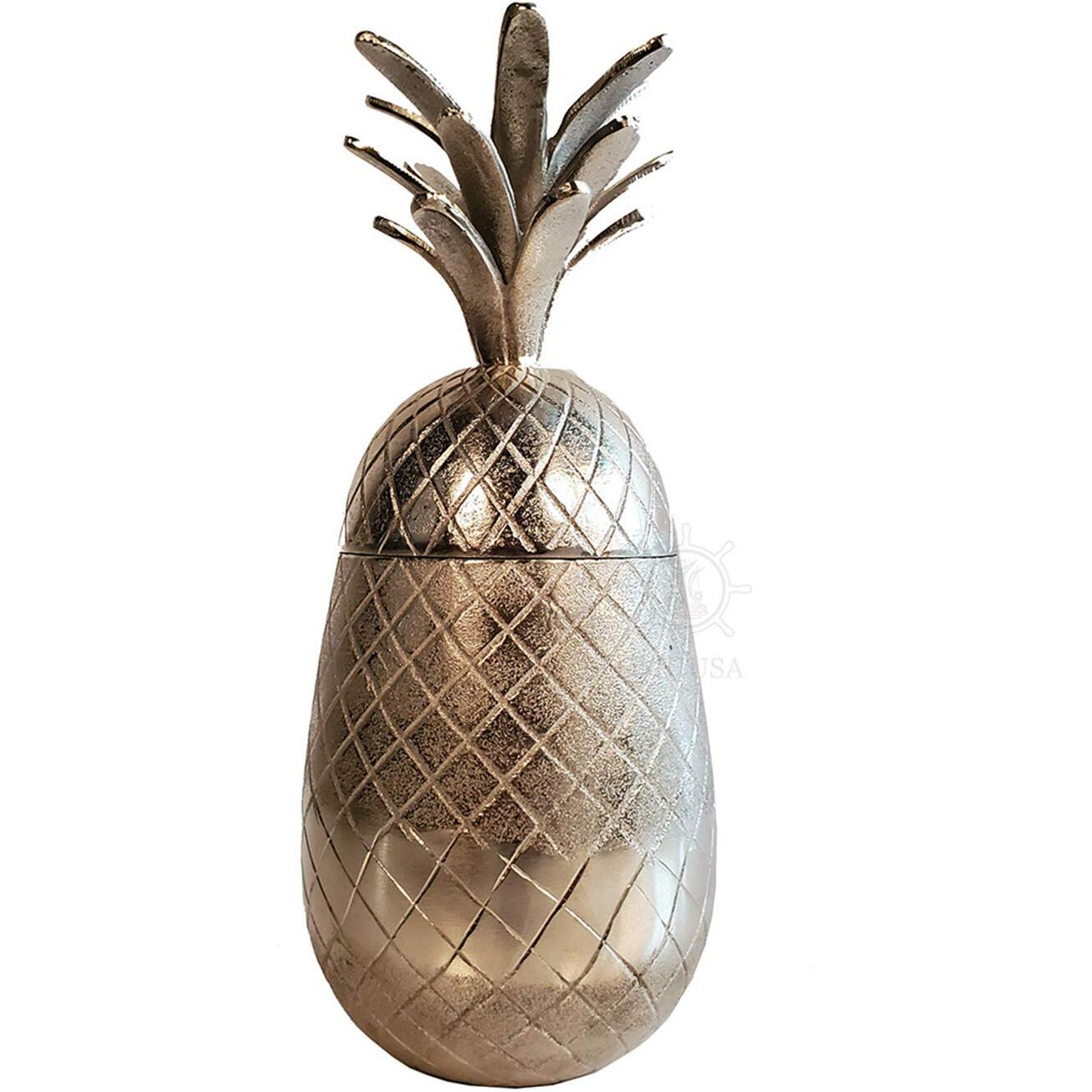 Old Modern Handicrafts Aluminium Pineapple Storage Dcor - Unique Decoration Piece for Nautical Summer Decor - 14L x 5.5W x 5.5H Inches