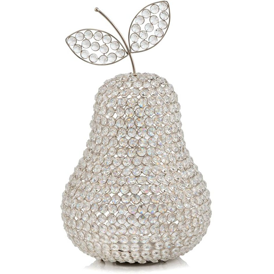 Modern Day Accents 5753 Pera XL Cristal Silver Pear Sculpture, Home Decor, Fruit Centerpiece, Crystal Pear, Gift Pears, Tabletop, Kitchen Decor, 17.5" H