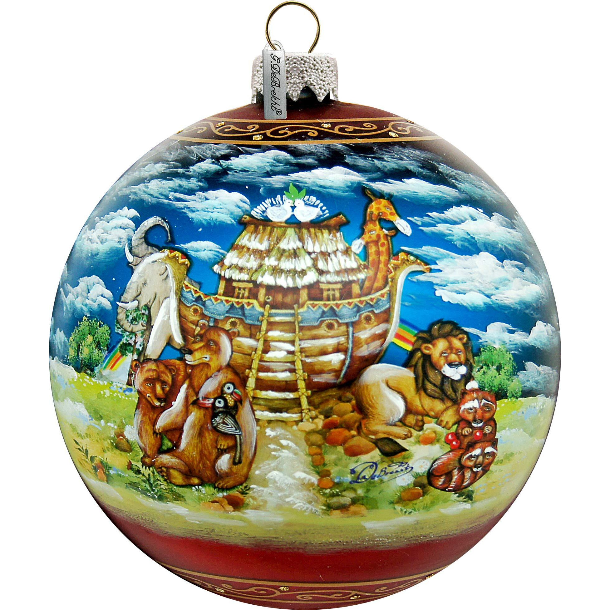 Limited Edition, Oversized Noahs Ark Ball Glass Ornament, Inspirational & Guardian Angels Decor - 73859 by G.DeBrekht