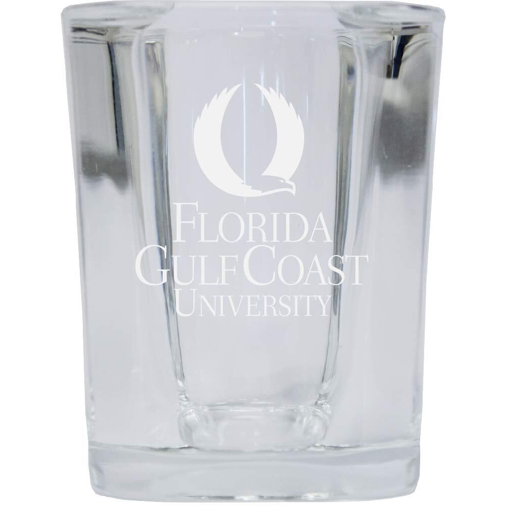 Florida Gulf Coast Eagles 2 Ounce Square Shot Glass laser etched logo Design 2-Pack