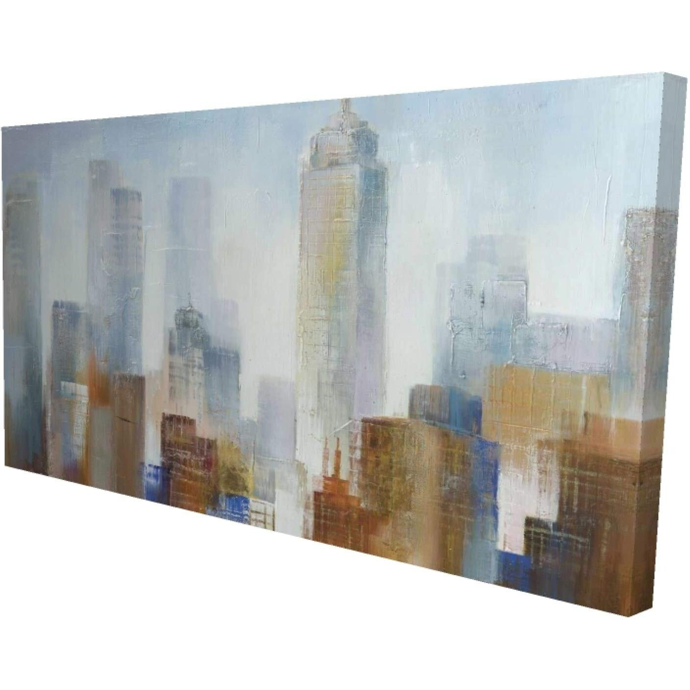 Begin Cityscape in The Fog - Print on Canvas Edition