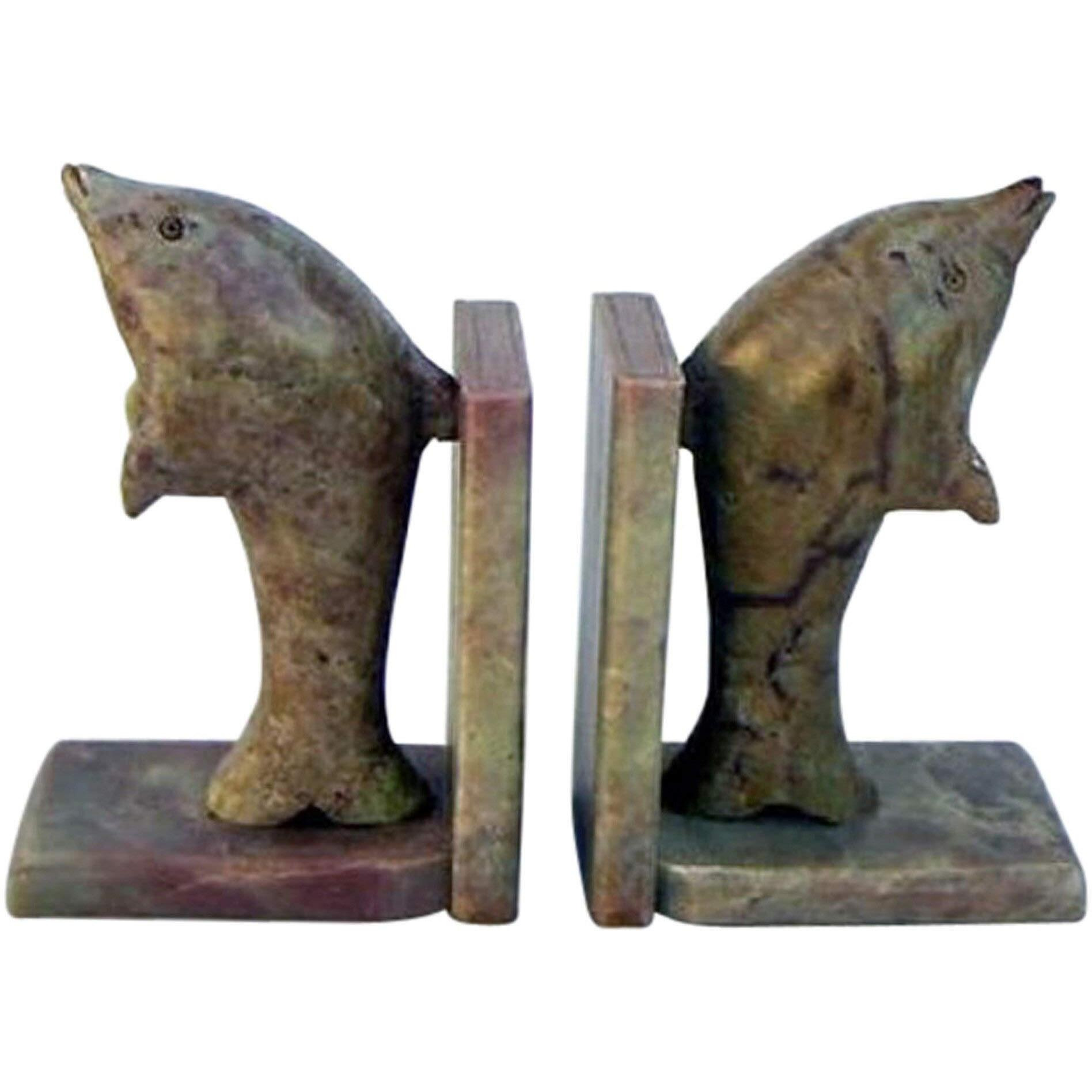 INDIA OVERSEAS TRADING CORP Soapstone Dolphin Bookends 4"