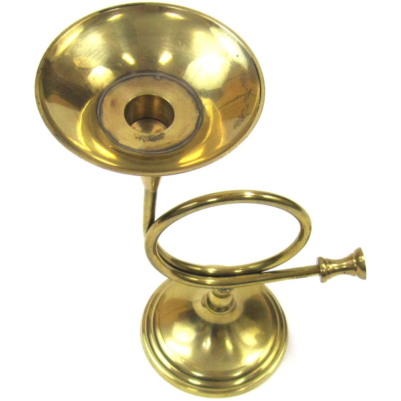 INDIA OVERSEAS TRADING CORP French Horn Candle Holder on Base, 12"