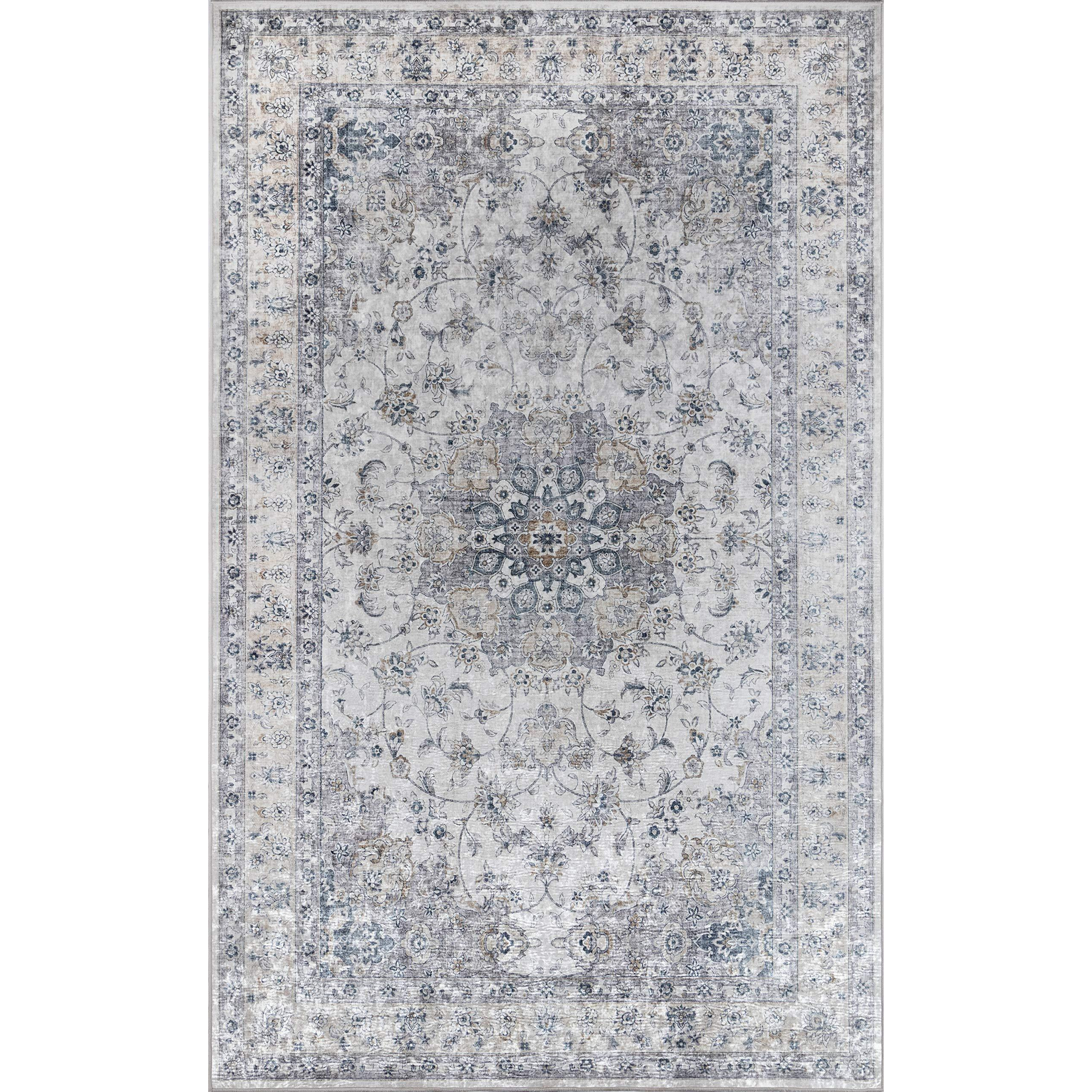 Momeni Karachi Polyester Traditional Indoor Area Rug, Grey, 8' X 10' (KARACKAR-7GRY80A0)