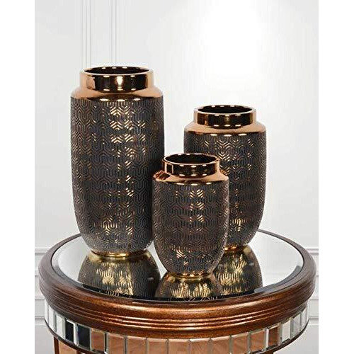 AFD Home 12017545 Copper Illusion Vases, Gold - Set of 3