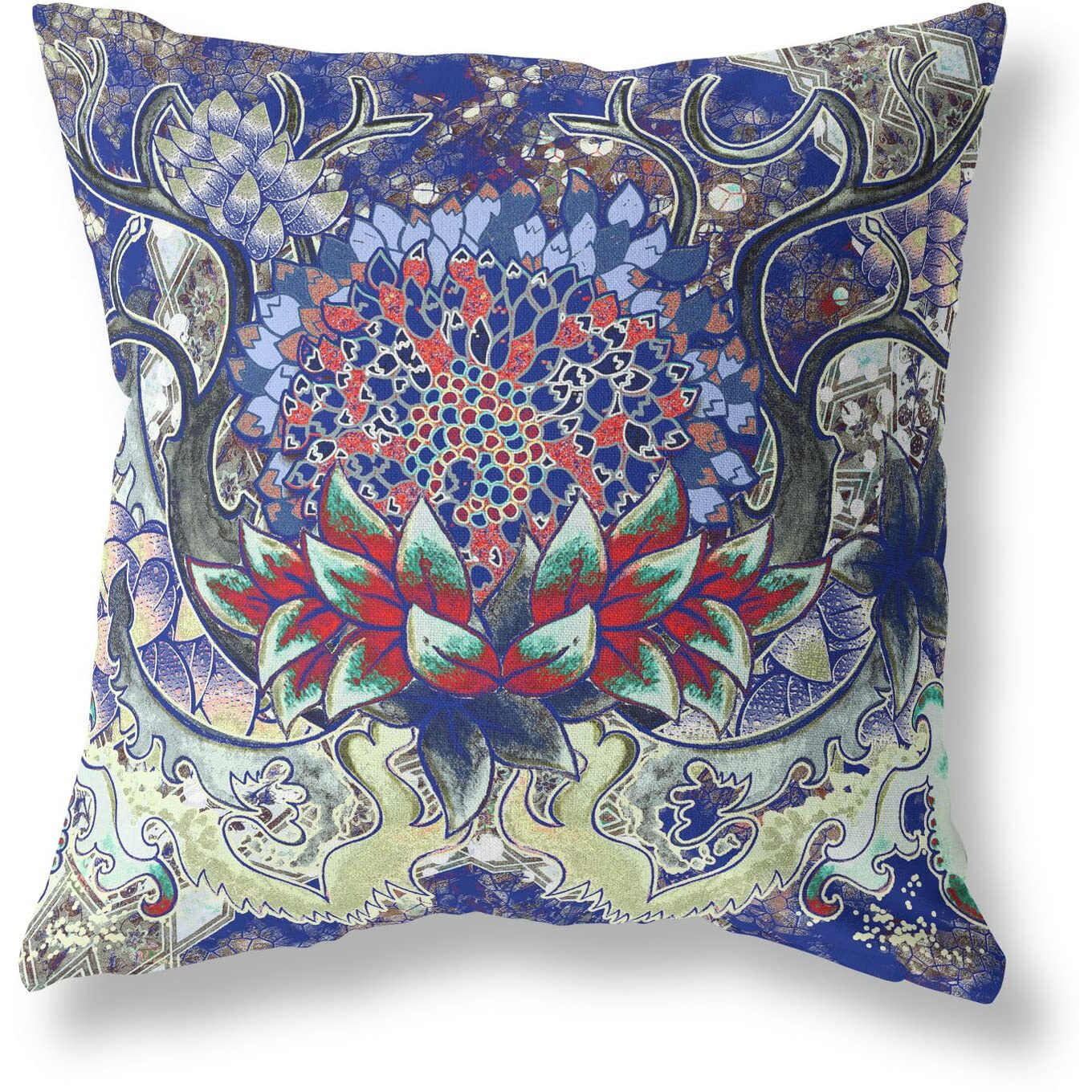 Amrita Sen Vase Sunflower Matches Broadcloth Indoor Outdoor Blown and Closed Pillow Electric Blue