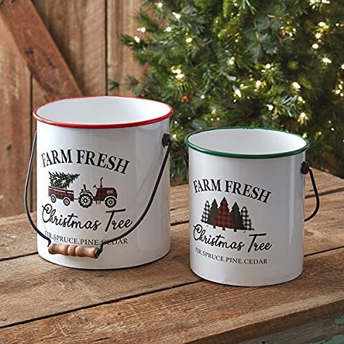 Set of Two Farm Fresh Christmas Tree Buckets