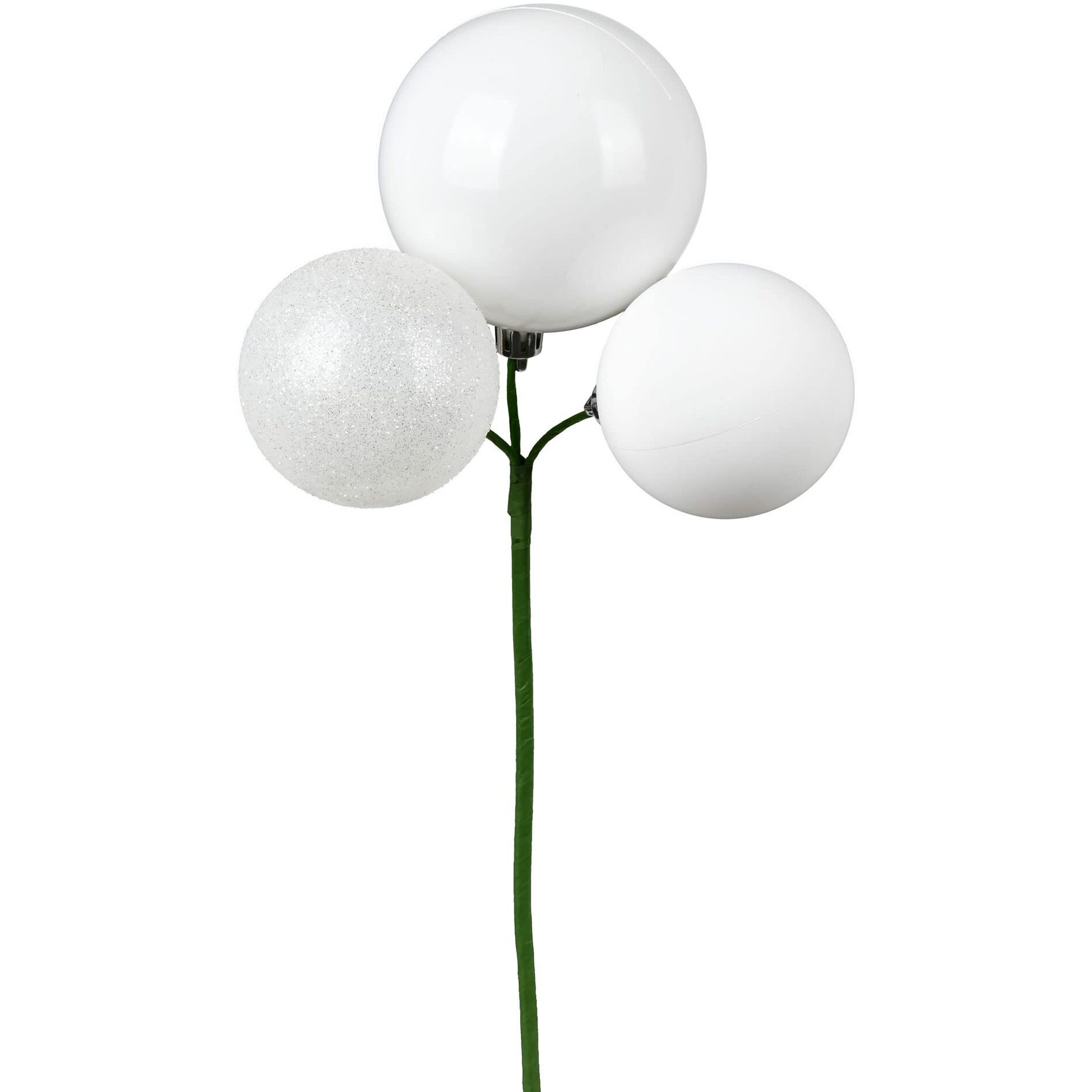 Vickerman 18" White Ball Ornament Christmas Pick. There are 4 Picks per Pack.