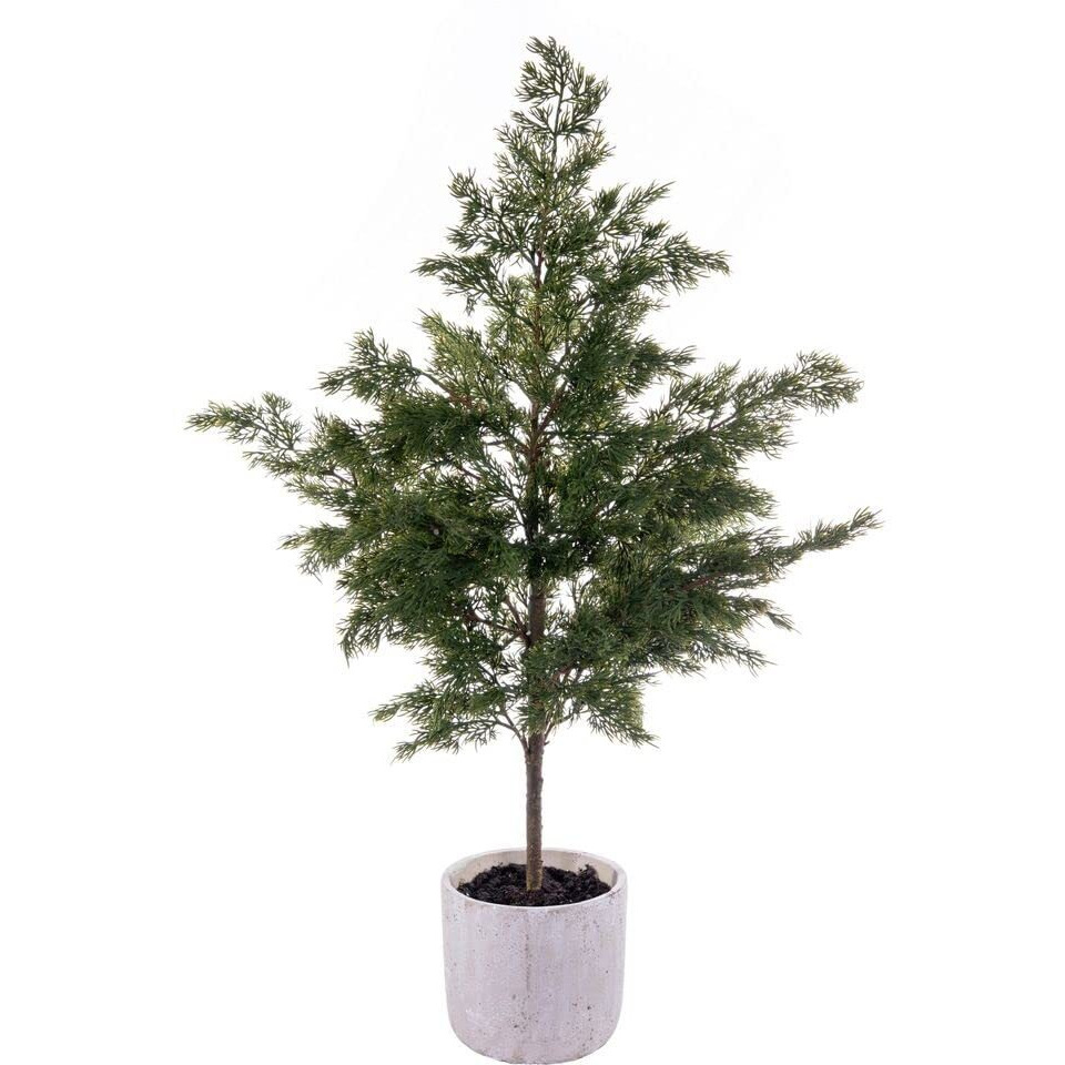 Vickerman 37" Artificial Green Cypress Sapling Potted.