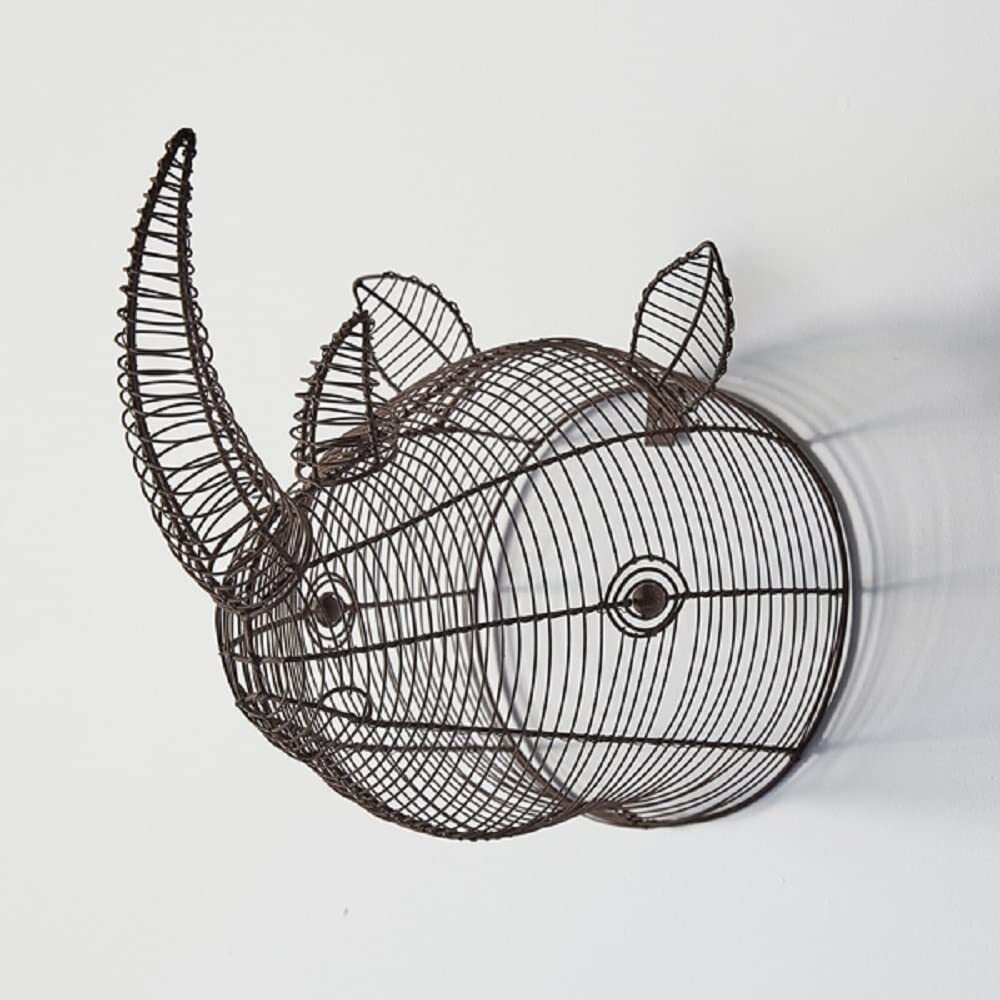 CTW Home Collection - Colonial Tin Works Wire Rhino Wall Mount Head, 9.75-inch Width by 16-inch Depth by 12-inch Height